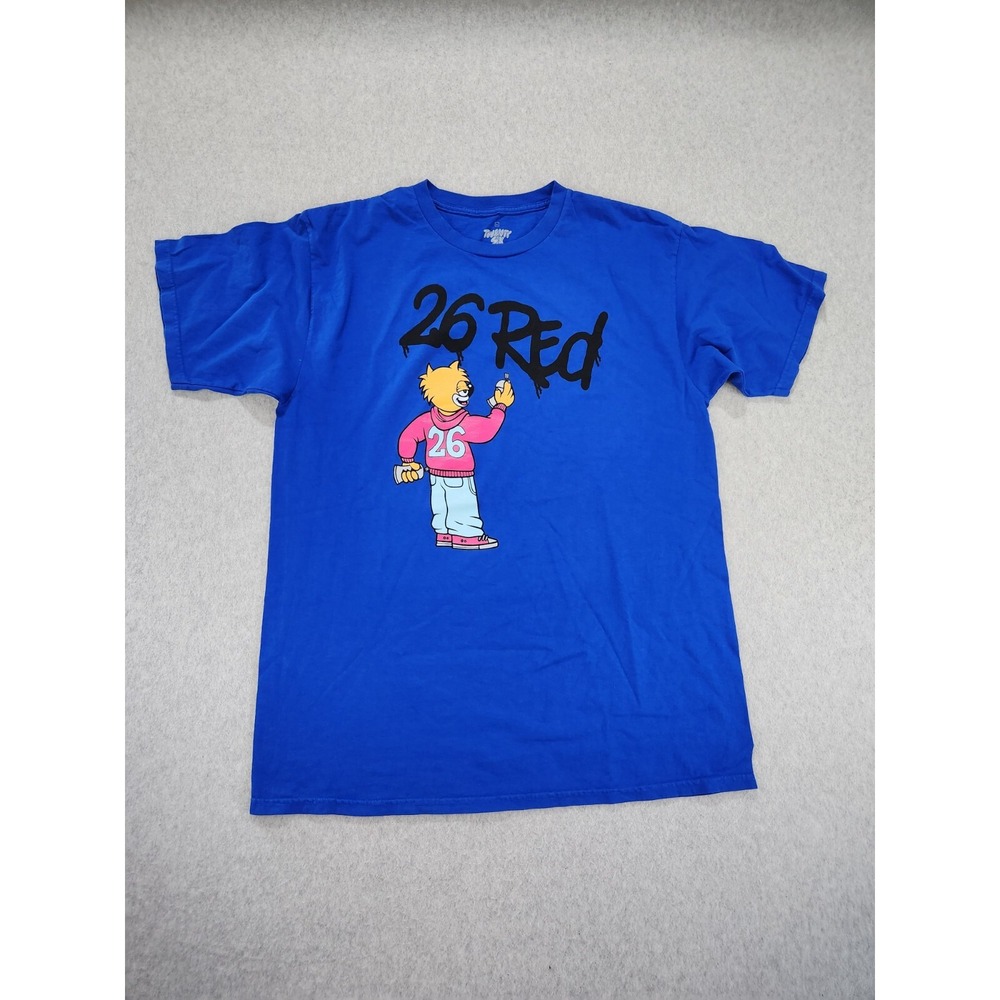 26Red LARGE Streetwear twenty 6 Red Retro Character Shirt‎ Blue Tee